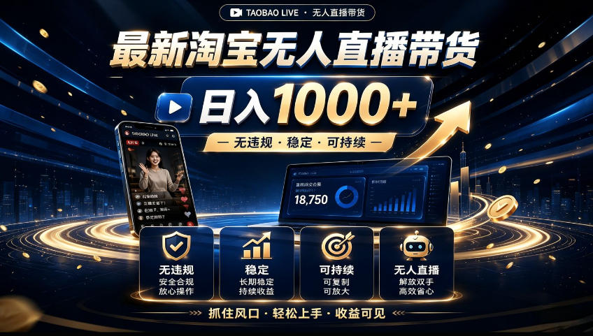 2026淘宝无人直播15.0，独家新技术，不用露脸、不用熬夜，自动直播自动出单，25小时卖17W【揭秘】-小白项目网