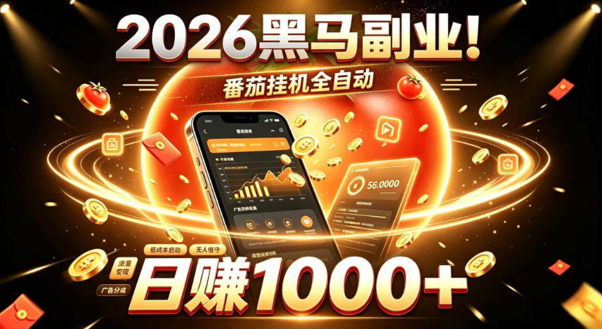 2026黑马副业！番茄挂G全自动日入1000+，操作最简单、门槛最低的线上轻资产项目【揭秘】-多课资源站