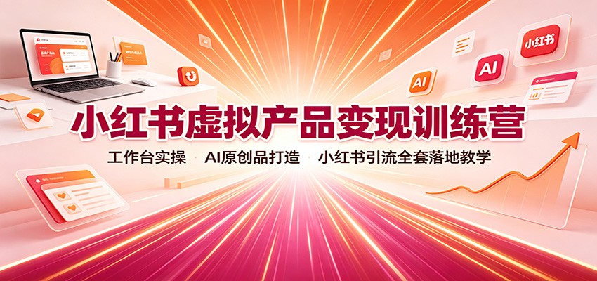 小红书虚拟产品变现训练营:工作台实操,AI原创品打造,小红书引流全套落地教学-多课资源站