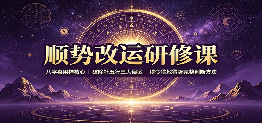 顺势改运研修课：八字喜用神核心，破除补五行三大误区，得令得地得势完整判断方法-多课资源站