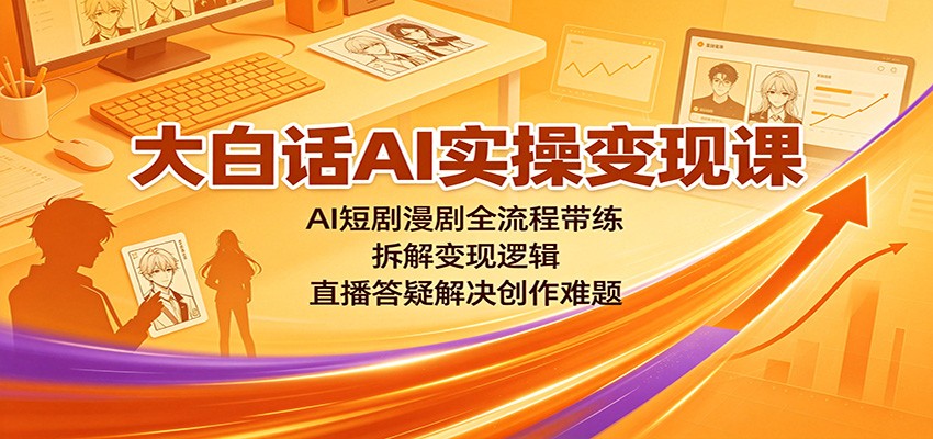 大白话AI实操变现课:AI短剧漫剧全流程带练,拆解变现逻辑,直播答疑解决创作难题-多课资源站