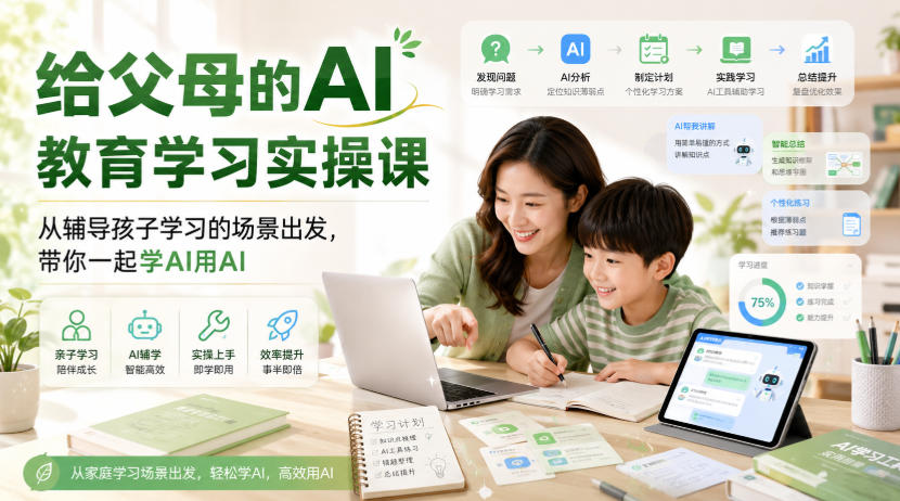 给父母的AI教育学习实操课，从辅导孩子学习的场景出发，带你一起学AI用AI-邪修侠 - 演示