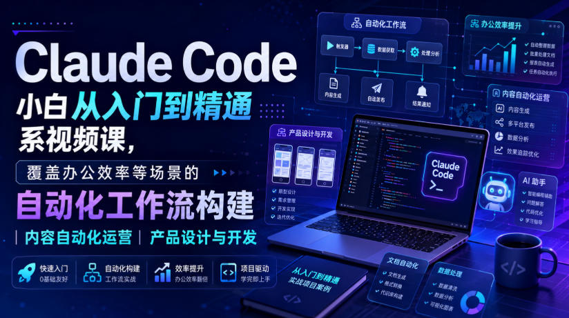 Claude Code小白从入门到精通系视频课，覆盖办公效率等场景的自动化工作流构建|内容自动化运营|产品设计与开发-邪修侠 - 演示
