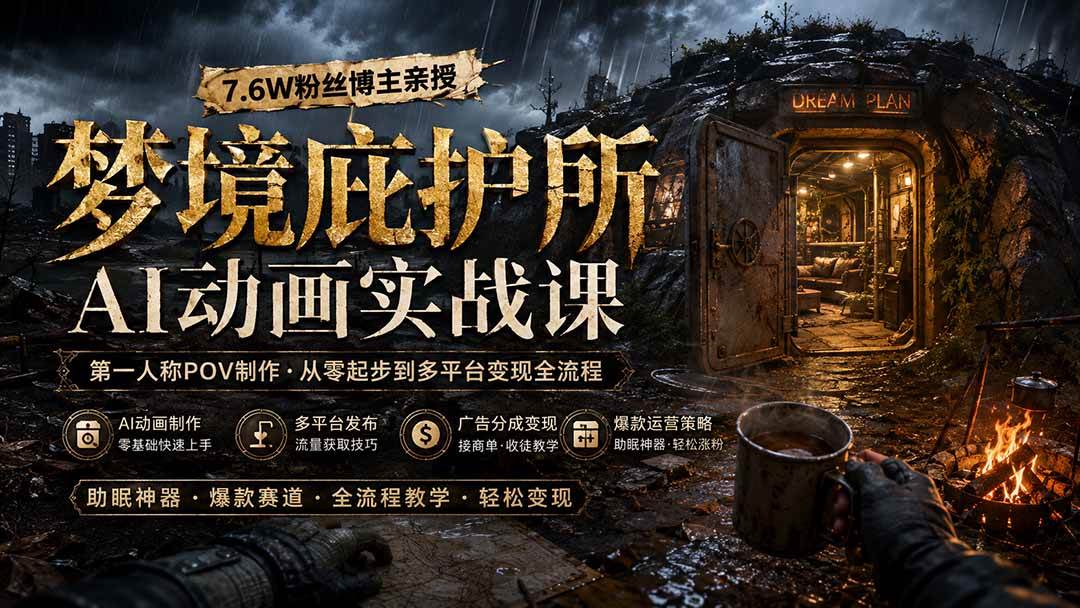 （19886期）梦境庇护所AI动画实战课：7.6W粉丝博主亲授第一人称POV制作，从零起步到多平台发布变现全流程-小栈博客测试网