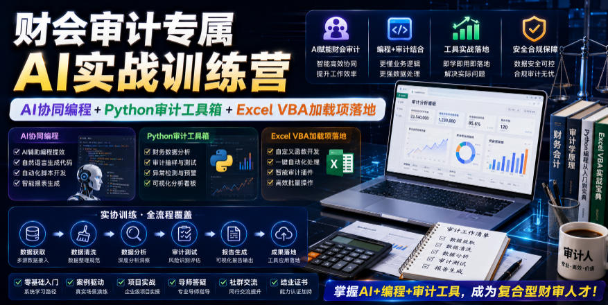 财会审计专属AI实战训练营｜AI协同编程+Python审计工具箱+Excel VBA加载项落地（更新0816）-小白项目网