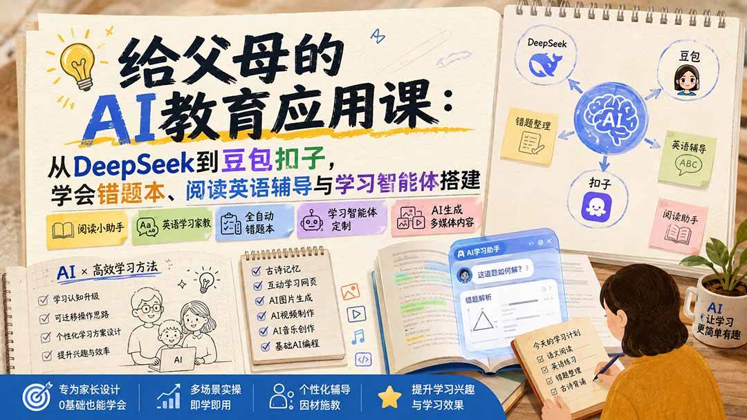 （19890期）给父母的AI教育应用课：从DeepSeek到豆包扣子，学会错题本、阅读英语辅导与学习智能体搭建-小栈博客测试网
