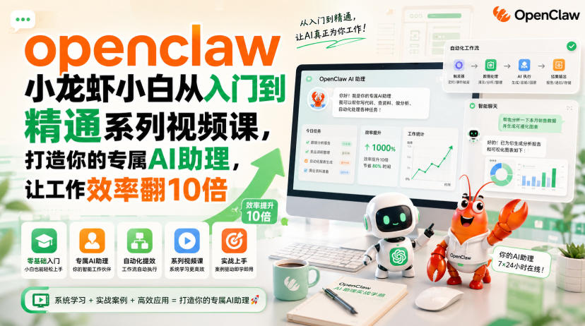 openclaw小龙虾小白从入门到精通系列视频课，打造你的专属AI助理，让工作效率翻10倍-邪修侠 - 演示