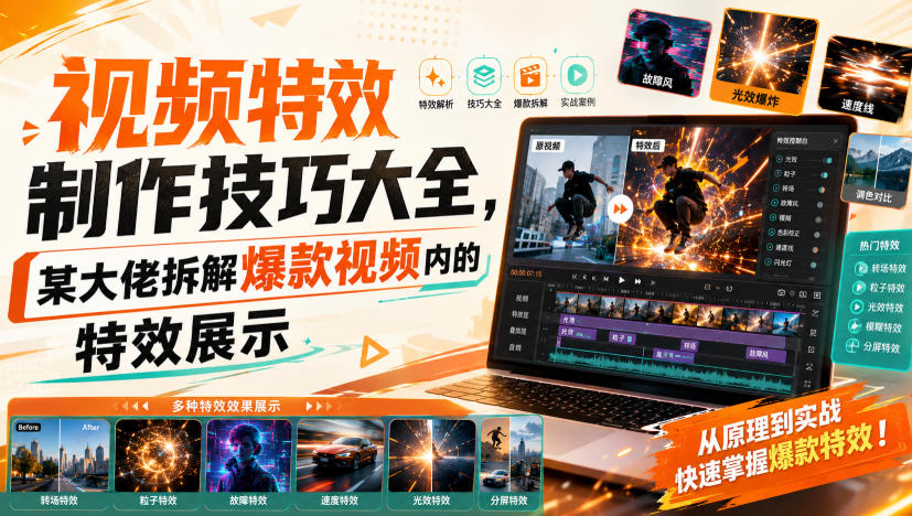 视频特效制作技巧大全，某大佬拆解爆款视频内的特效展示-90网