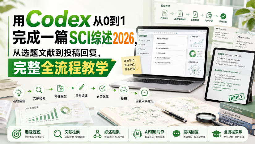 用Codex从0到1完成一篇SCI综述2026，从选题文献到投稿回复，完整全流程教学-小白项目网
