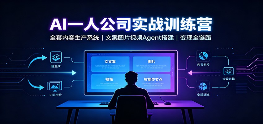 AI创作一人公司实战训练营：全套内容生产系统，文案图片视频Agent搭建变现全链路-怪兽网创俱乐部