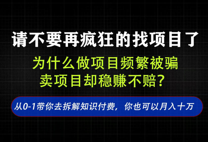 找项目？别傻了！卖项目才是真的一本万利！看完你全都懂了【揭秘】-小白项目网