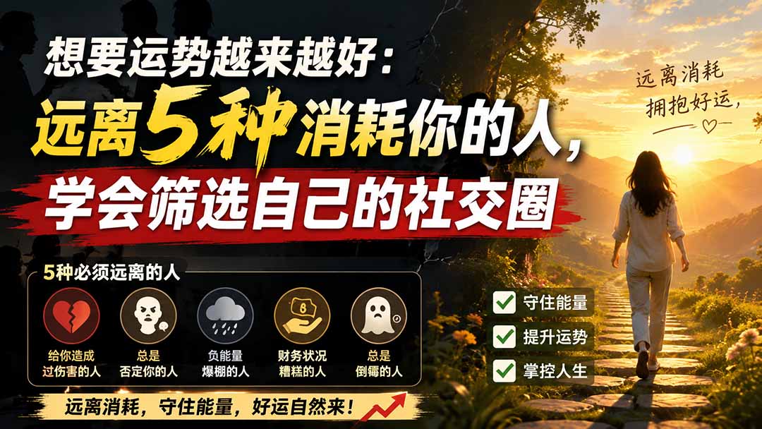 付费文章:想要运势越来越好:远离5种消耗你的人,学会筛选自己的社交圈-多课资源站