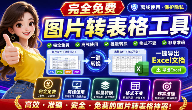 图片表格识别提取工具，支持一键从图片中智能提取表格并导出Excel文件，可离线免网运行，FastTableOCR-多课资源站