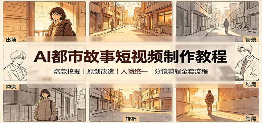AI都市故事短视频制作教程：爆款挖掘原创改造，人物统一分镜剪辑全套流程-怪兽网创俱乐部