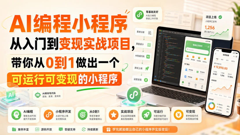 AI编程小程序从入门到变现实战项目，带你从0到1做出一个可运行可变现的小程序-多课资源站