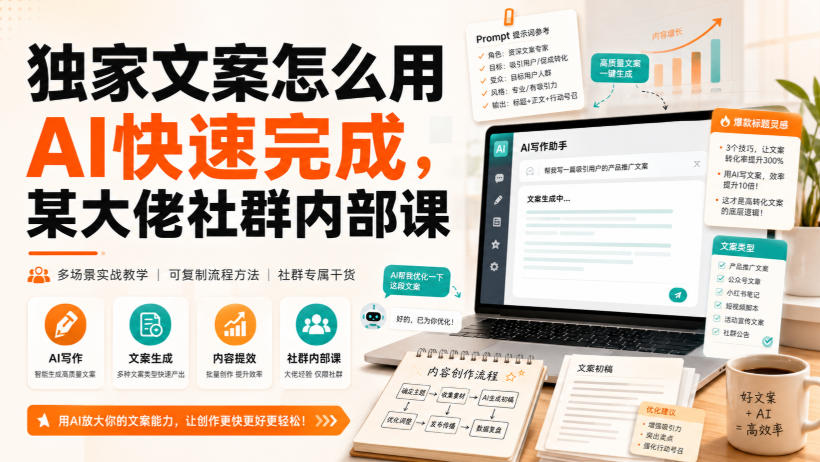 独家文案怎么用AI快速完成，某大佬社群内部课-奇点库