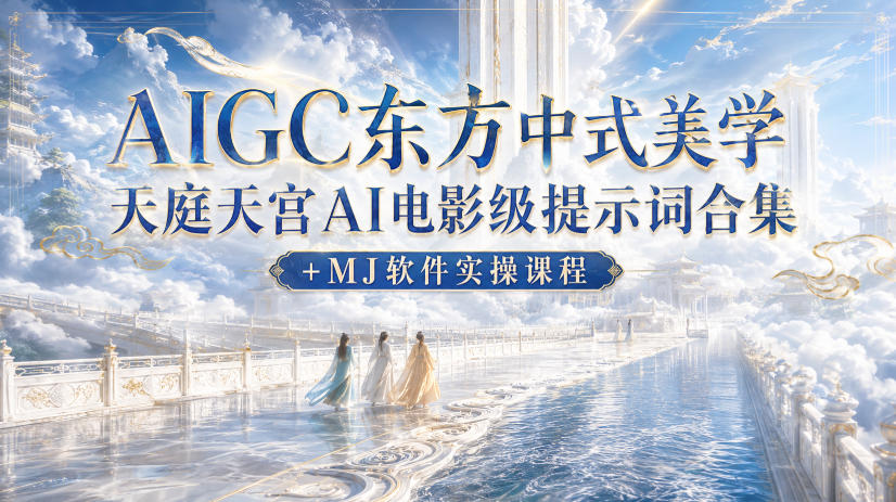 AIGC东方中式美学天庭天宫AI电影级提示词合集+MJ软件实操课程-多课资源站