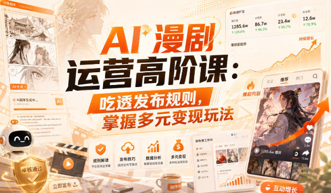 AI漫剧运营高阶课:吃透发布规则,掌握多元变现玩法-邪修侠 - 演示