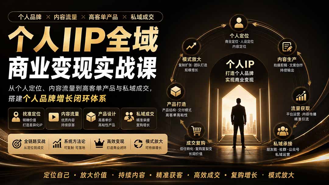 个人IP全域商业变现实战课 (无水印-小白项目网