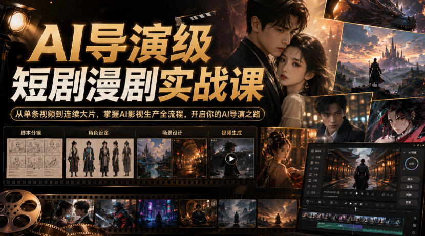 AI导演级短剧漫剧实战课,从单条视频到连续大片,掌握AI影视生产全流程,开启你的AI导演之路!-90网