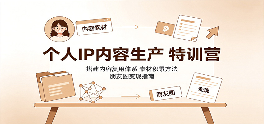 个人IP内容生产特训营：搭建内容复用体系，素材积累方法，朋友圈变现指南-多课资源站