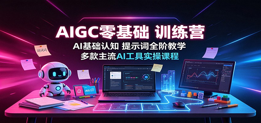 AIGC零基础训练营：AI基础认知，提示词全阶教学，多款主流AI工具实操课程-多课资源站