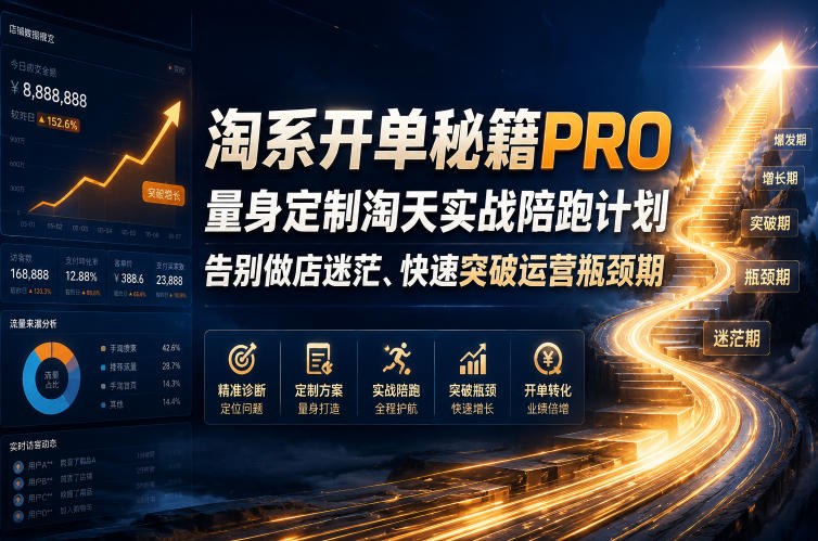 淘系开单秘籍PRO,量身定制淘天实战陪跑计划,告别做店迷茫、快速突破运营瓶颈期(更新260823)-90网
