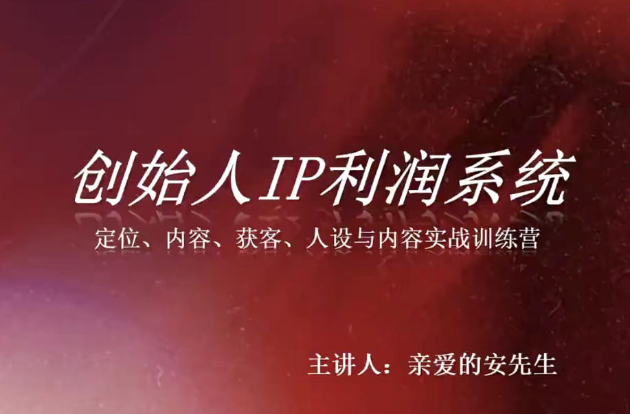 创始人IP利润系统8月训练营,定位、内容、获客、人设与内容实战训练营-90网