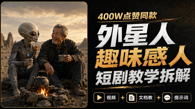 400W点赞同款外星人趣味感人短剧教学拆解,视频+文档教+提示词-邪修侠 - 演示