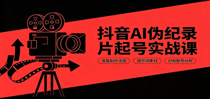 抖音AI伪纪录片起号实战课：完整制作流程，提示词素材，对标账号分析-怪兽网创俱乐部
