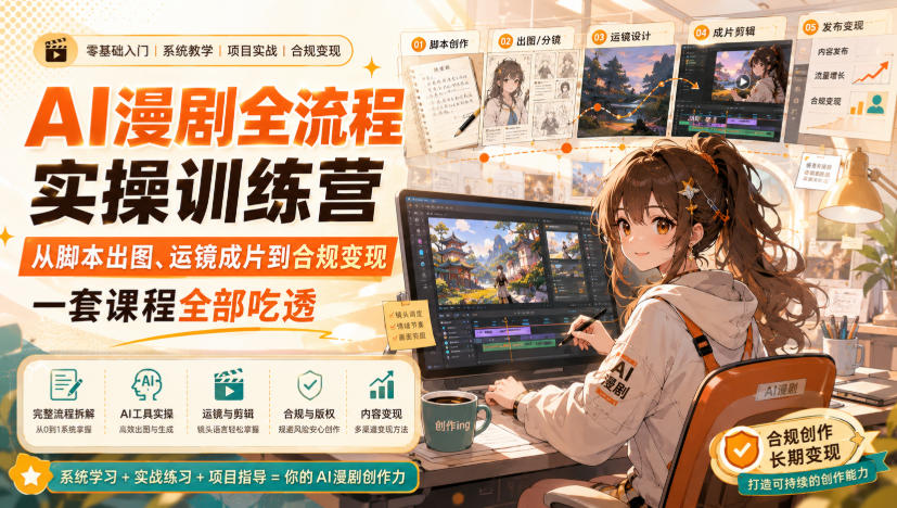 AI漫剧全流程实操训练营，从脚本出图、运镜成片到合规变现，一套课程全部吃透-邪修侠 - 演示