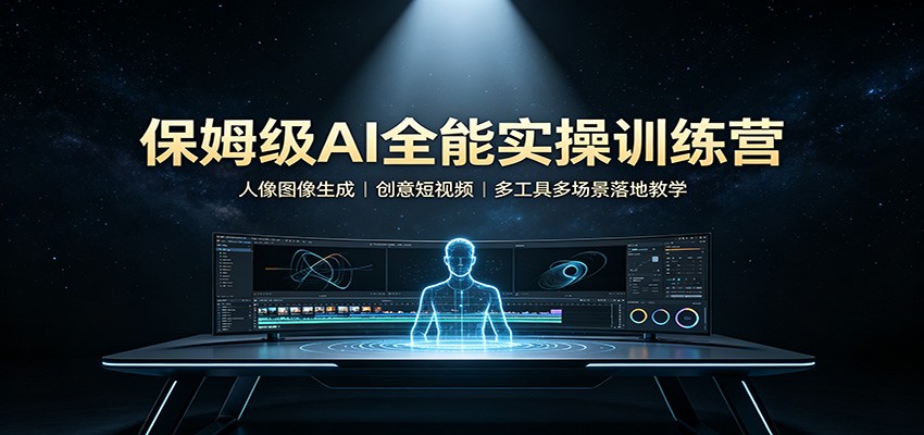 保姆级AI全能实操训练营：人像图像生成，创意短视频，多工具多场景落地教学-怪兽网创俱乐部