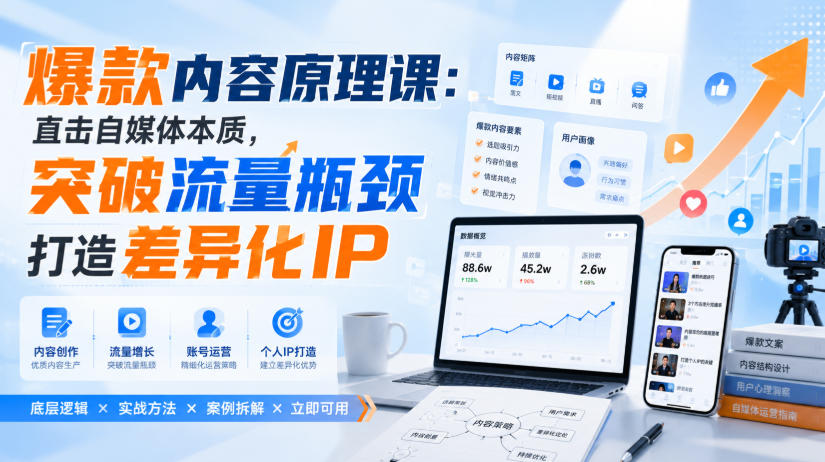 爆款内容原理课：直击自媒体本质，突破流量瓶颈打造差异化IP-怪兽网创俱乐部