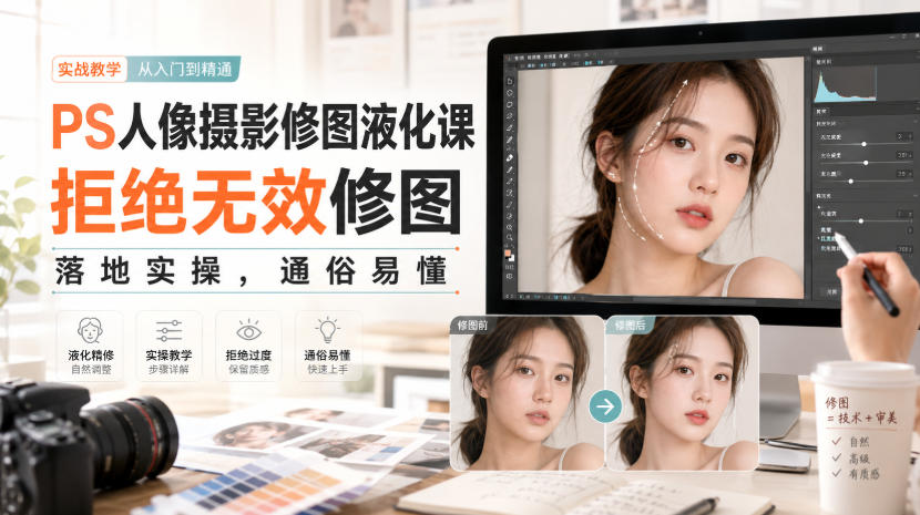 PS人像摄影修图液化课，拒绝无效修图，落地实操，通俗易懂-小白项目网