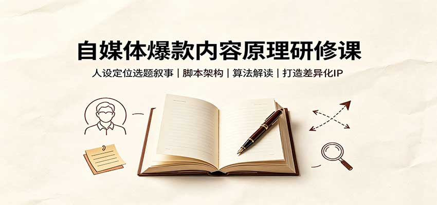 自媒体爆款内容原理研修课：人设定位选题叙事，脚本架构，算法解读打造差异化IP-怪兽网创俱乐部