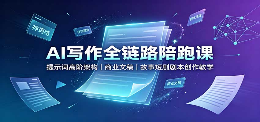 AI写作全链路陪跑课：提示词高阶架构，商业文稿，故事短剧剧本创作教学-怪兽网创俱乐部