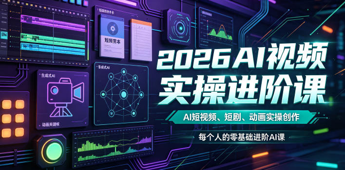 2026AI视频实操进阶课，AI短视频、短剧、动画实操创作，每个人的零基础进阶ai课(更新0825)-小白项目网
