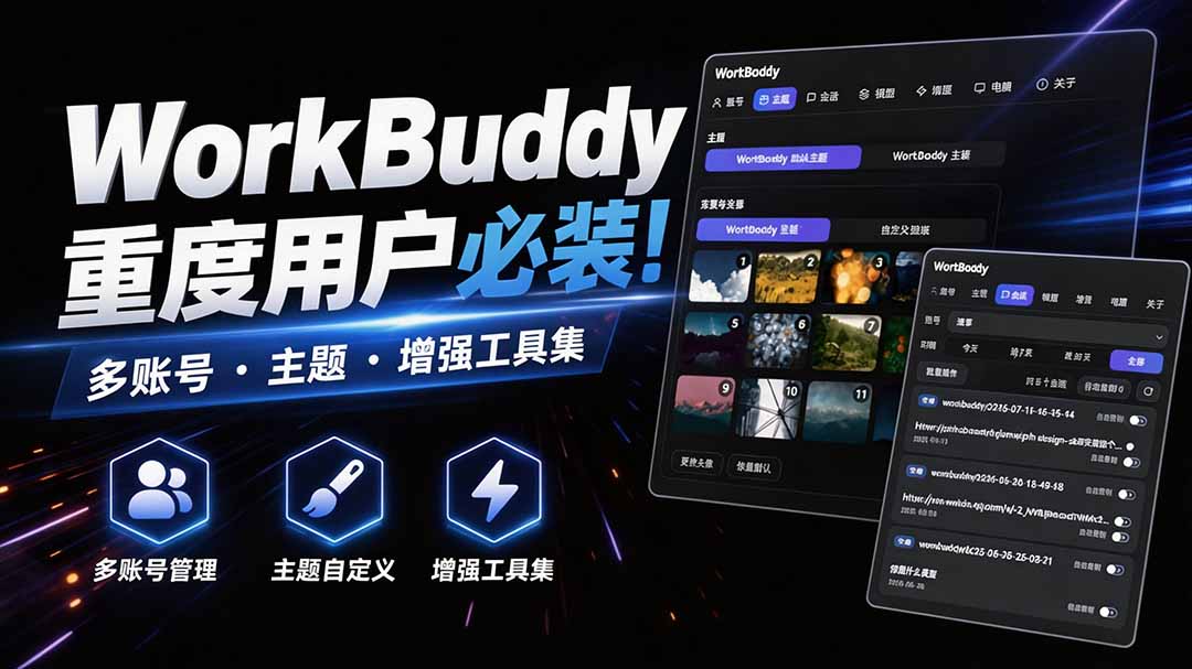 WorkBuddy重度用户必装！多账号·主题·增强工具集，零侵入、零重签名，WorkDaddy-怪兽网创俱乐部