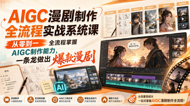 AIGC漫剧制作全流程实战系统课，从零到一全流程掌握AIGC制作能力，一条龙做出爆款漫剧-怪兽网创俱乐部