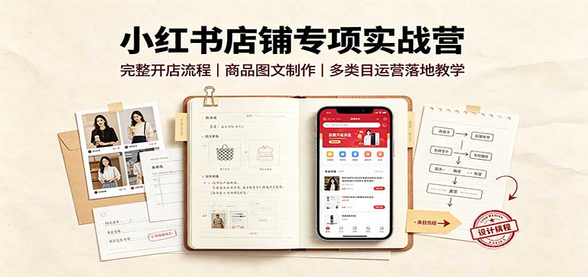 小红书店铺专项实战营：完整开店流程，商品图文制作，多类目运营落地教学-怪兽网创俱乐部