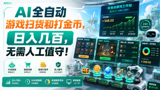 AI全自动游戏扫货和打金币，日入几百，无需人工值守！【揭秘】-怪兽网创俱乐部
