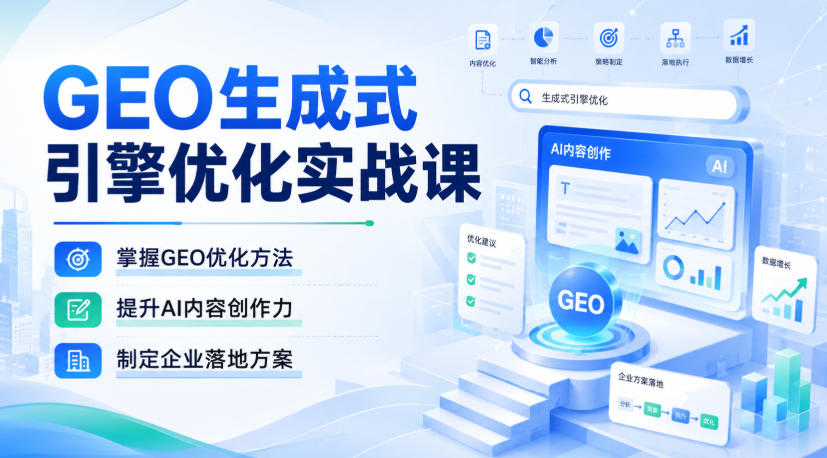 GEO生成式引擎优化实战课，掌握GEO优化方法，提升AI内容创作力，制定企业落地方案-怪兽网创俱乐部