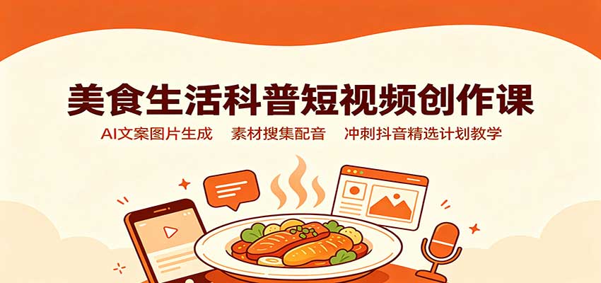 美食生活科普短视频创作课：AI文案图片生成，素材搜集配音，冲刺抖音精选计划教学-邪修侠 - 演示