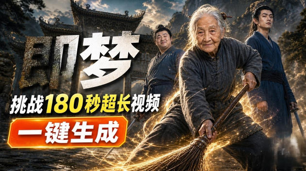 即梦挑战180秒超长视频！一键生成3分钟电影？完整制作流程详细分享！-怪兽网创俱乐部