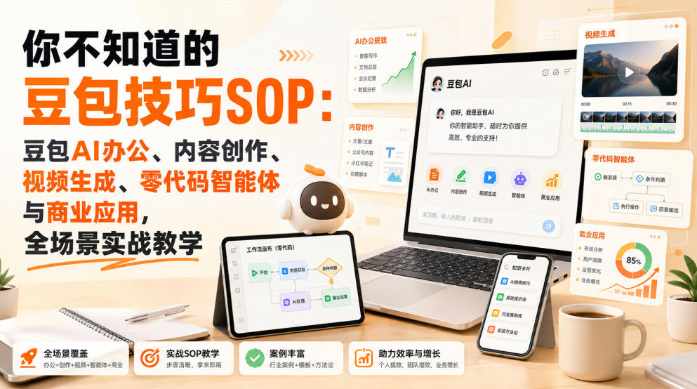 你不知道的豆包技巧SOP：豆包AI办公、内容创作、视频生成、零代码智能体与商业应用，全场景实战教学-怪兽网创俱乐部