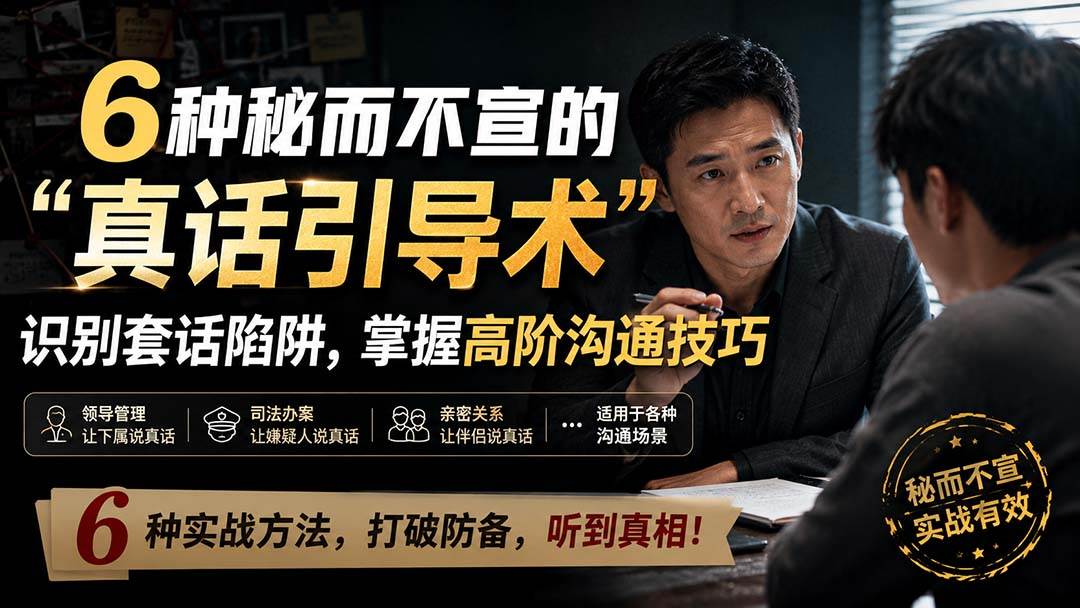 （20113期）付费文章：6种秘而不宣的“真话引导术”识别套话陷阱，掌握高阶沟通技巧-怪兽网创俱乐部