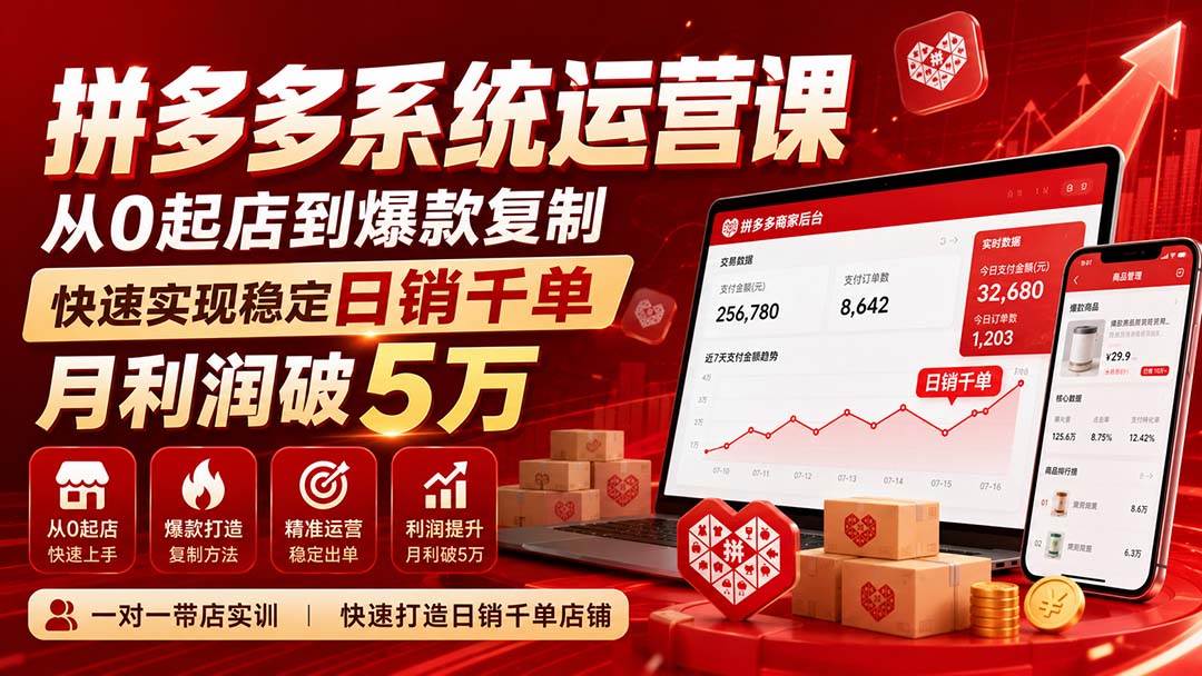 （20124期）拼多多系统运营课(更新8月)，从0起店到爆款复制，快速实现稳定日销千单，月利润破5万-邪修侠 - 演示