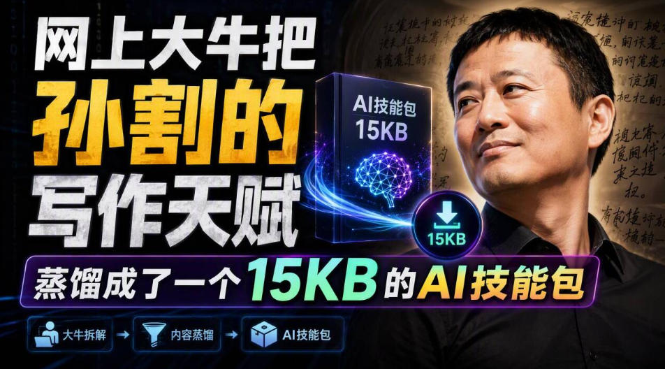 网上大牛把孙割的写作天赋,蒸馏成了一个15KB的AI技能包-网创百晓生