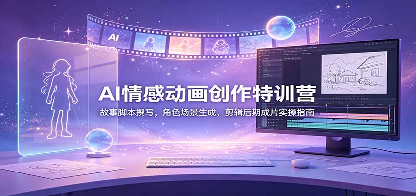 AI情感动画创作特训营：故事脚本撰写，角色场景生成，剪辑后期成片实操指南-小白项目网