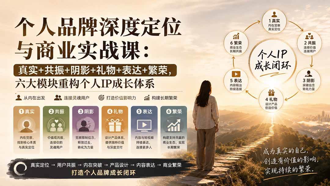 （20140期）个人品牌深度定位与商业实战课：真实+共振+阴影+礼物+表达+繁荣，六大模块重构个人IP成长体系-网创在线